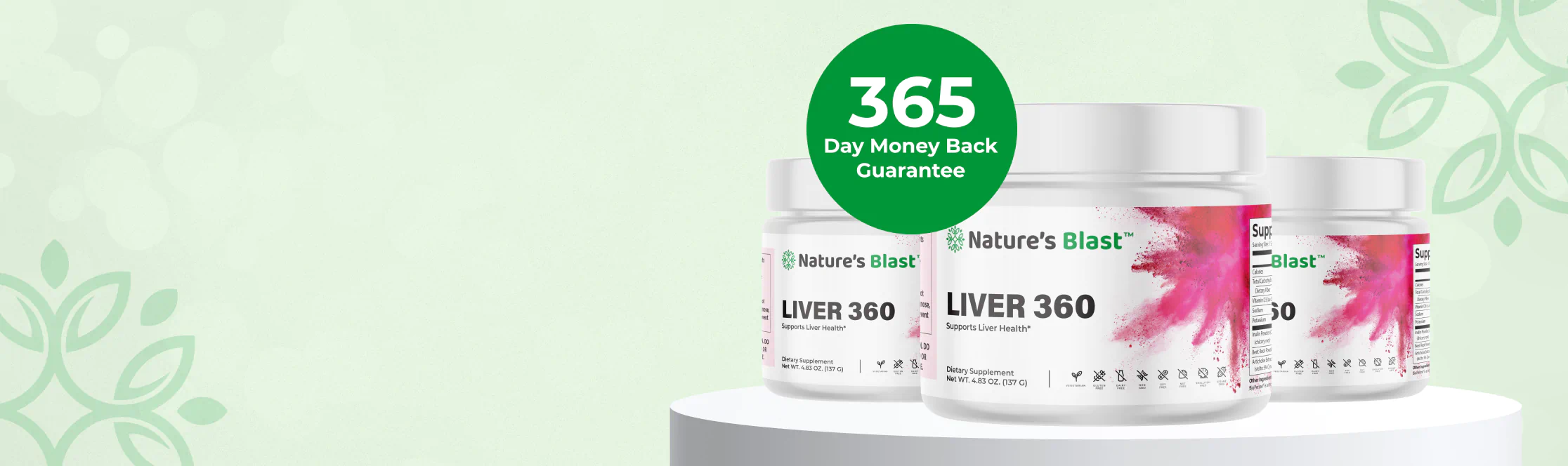Promo banner for Nature's Blast Liver 360 supplement